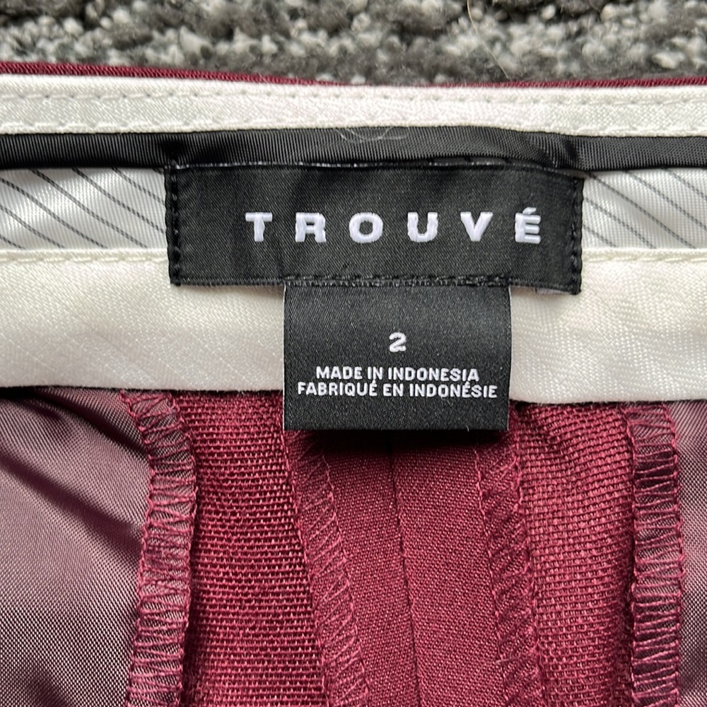 🌹TROUVE maroon burgundy stretch plain front trouser dress pants Sz 2 - Picture 8 of 10